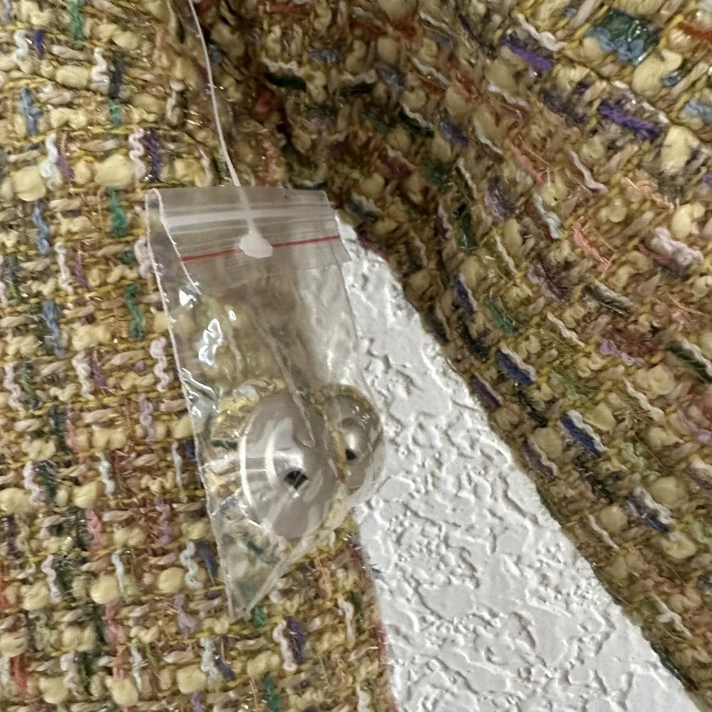 Chadwick's Tweed Blazer Jacket Womens 12 Yellow Fringed‎ Trim Old Money NWOT - Picture 6 of 9